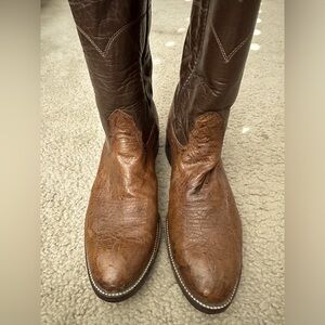 Nocona Cowboy Boots‎ Mens 12B Exotic Full Quill Ostrich Brown